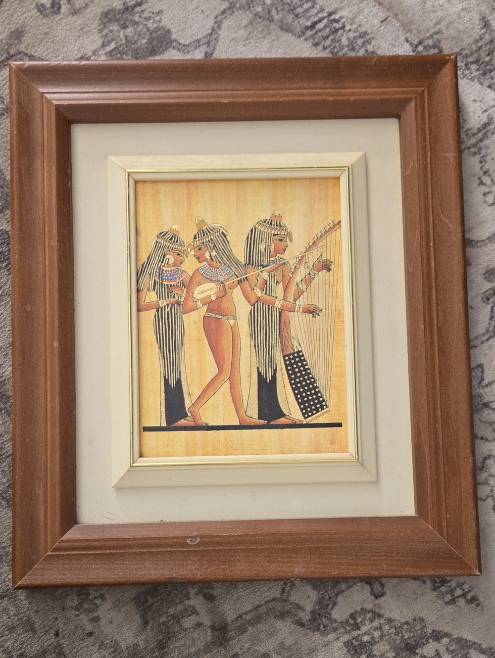 Framed Egyptian Papyrus Art Print in Brown Frame